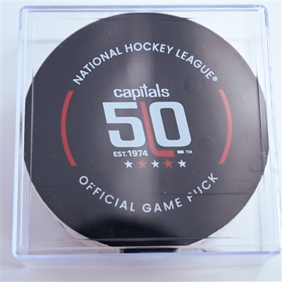 Aliaksei Protas - Washington Capitals - Goal Puck - December 22, 2024 vs. Los Angeles Kings (Capitals' 50th Anniversary Logo)