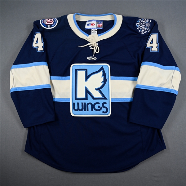 Joey Rats - Kalamazoo Wings - Game-Issued Navy Jersey - 2025 Warrior/ECHL Hockey Heritage Classic - January 18, 2025 - 2nd Period, 3rd Period & Overtime