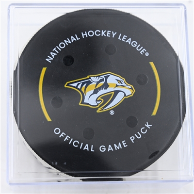 Rickard Rakell - Pittsburgh Penguins - Goal Puck - December 19, 2024 vs. Nashville Predators (Predators Logo)