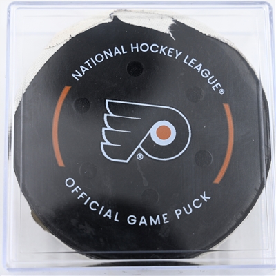 Sam Reinhart - Florida Panthers - Goal Puck - December 5, 2024 vs. Philadelphia Flyers (Flyers Logo)