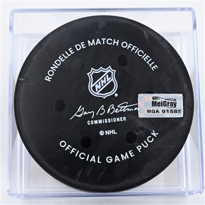 James van Riemsdyk - Columbus Blue Jackets - Goal Puck - December 14, 2024 vs. Anaheim Ducks (Blue Jackets Logo)