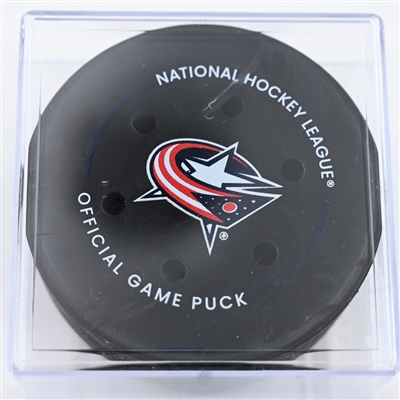 James van Riemsdyk - Columbus Blue Jackets - Goal Puck - December 14, 2024 vs. Anaheim Ducks (Blue Jackets Logo)
