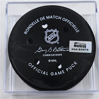 Jack Roslovic - Columbus Blue Jackets - Goal Puck - December 31, 2024 vs. Carolina Hurricanes (Blue Jackets Logo)