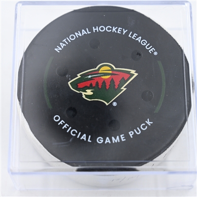 Derek Ryan - Edmonton Oilers - Goal Puck - December 12, 2024 vs. Minnesota Wild (Wild Logo)