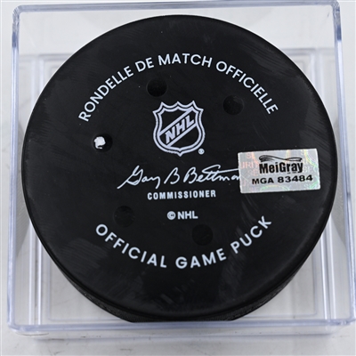 David Savard - Montreal Canadiens - Goal Puck - December 23, 2024 vs. Columbus Blue Jackets (Blue Jackets Logo)