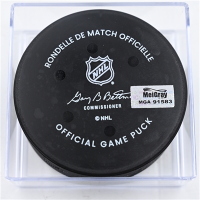 Cole Sillinger - Columbus Blue Jackets - Goal Puck - December 14, 2024 vs. Anaheim Ducks (Blue Jackets Logo)