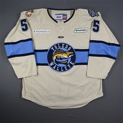 Jalen Smereck - Toledo Walleye - Game-Worn Cream Jersey - 2025 Warrior/ECHL Hockey Heritage Classic - Worn January 18, 2025 - Autographed