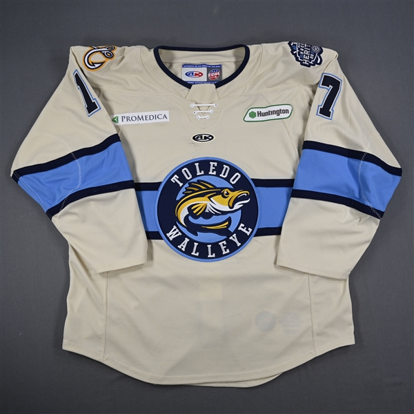 Tyler Spezia - Toledo Walleye - Game-Worn Cream Jersey - 2025 Warrior/ECHL Hockey Heritage Classic - Worn January 18, 2025 - Autographed