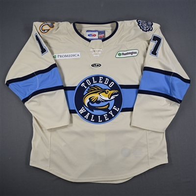 Tyler Spezia - Toledo Walleye - Game-Worn Cream Jersey - 2025 Warrior/ECHL Hockey Heritage Classic - Worn January 18, 2025 - Autographed