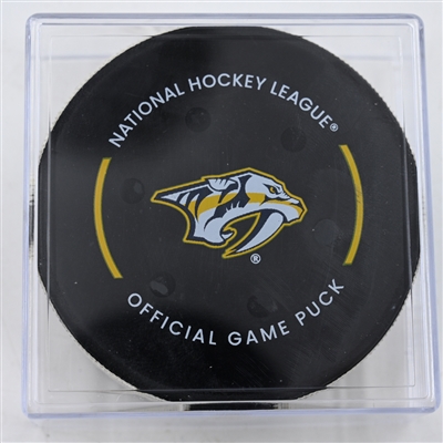 Jordan Staal - Carolina Hurricanes - Goal Puck - December 23, 2024 vs. Nashville Predators (Predators Logo)