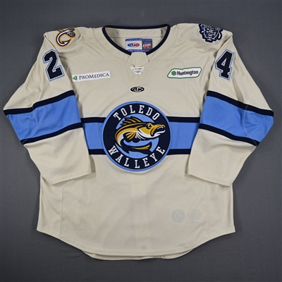 Colin Swoyer - Toledo Walleye - Game-Worn Cream Jersey - 2025 Warrior/ECHL Hockey Heritage Classic - Worn January 18, 2025 - Autographed