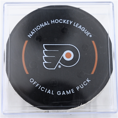 Matthew Tkachuk - Florida Panthers - Goal Puck - December 5, 2024 vs. Philadelphia Flyers (Flyers Logo)