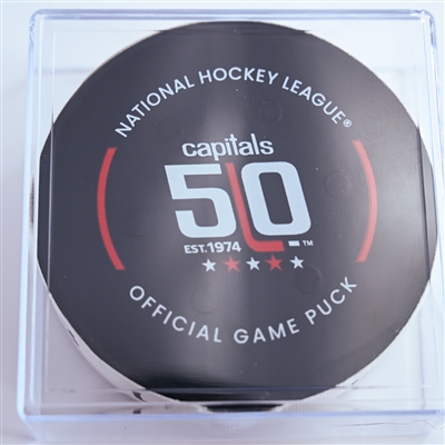 Jakub Vrana - Washington Capitals - Goal Puck - December 22, 2024 vs. Los Angeles Kings (Capitals' 50th Anniversary Logo)