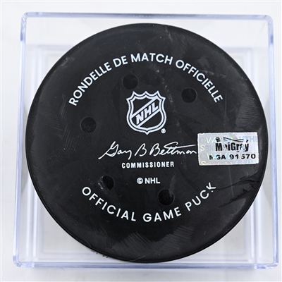 Zach Werenski - Columbus Blue Jackets - Goal Puck - November 29, 2024 vs. Calgary Flames (Blue Jackets Logo)