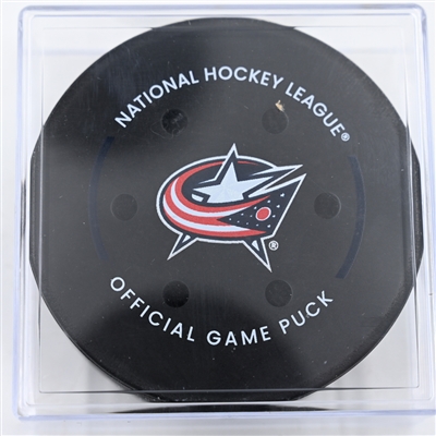 Zach Werenski - Columbus Blue Jackets - Goal Puck - December 10, 2024 vs. Philadelphia Flyers (Blue Jackets Logo)