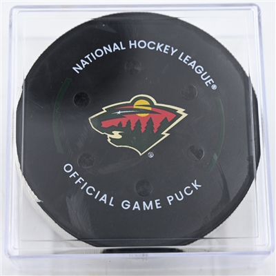 Mats Zuccarello - Minnesota Wild - Goal Puck - December 20, 2024 vs. Utah Hokcey Club (Wild Logo)