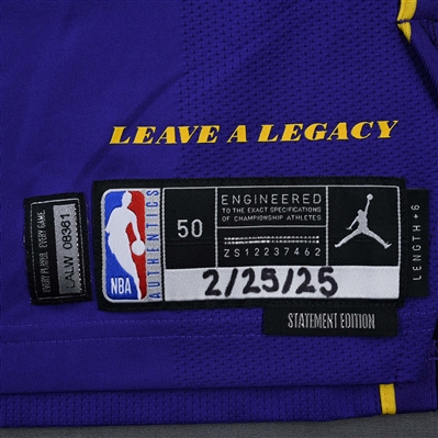 Jordan Goodwin - Los Angeles Lakers - Statement Edition - Worn 2 Games - 2/22/25 & 2/25/25 - 2024-25 NBA Season