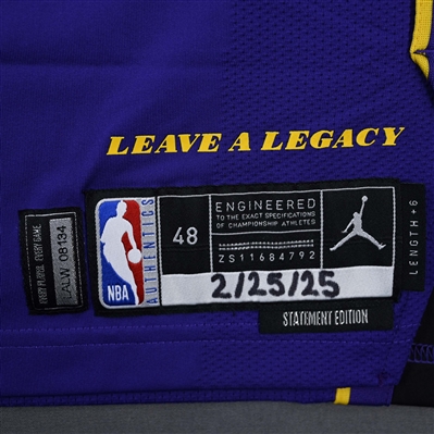 Bronny James - Los Angeles Lakers - Statement Edition - Dressed, Did Not Play (DNP) - 2024-25 NBA Season