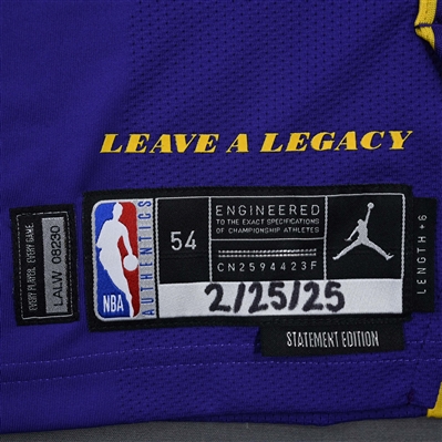 LeBron James - Los Angeles Lakers - Statement Edition - Worn 2/25/2025 - 2024-25 NBA Season