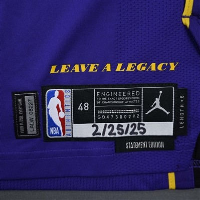 Gabe Vincent - Los Angeles Lakers - Statement Edition - Worn 2 Games - 2/22/25 & 2/25/25 - 2024-25 NBA Season