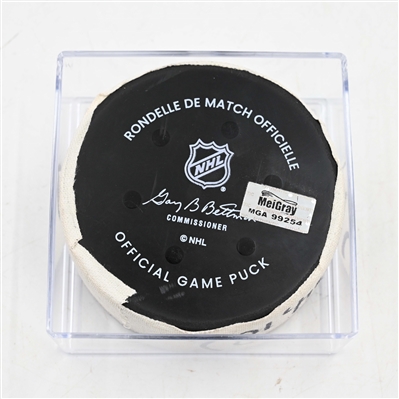 Connor Zary - Calgary Flames - Goal Puck - March 4, 2025 vs. Philadelphia Flyers (Flyers Logo)
