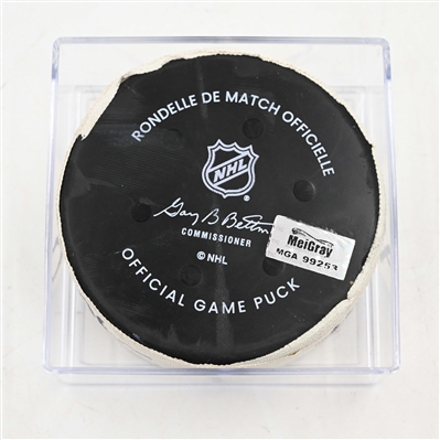 Nazem Kadri - Calgary Flames - Goal Puck - March 4, 2025 vs. Philadelphia Flyers (Flyers Logo)