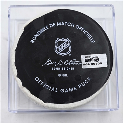 Simon Edvinsson - Detroit Red Wings - Goal Puck - February 25, 2025 vs. Minnesota Wild (Wild Logo)