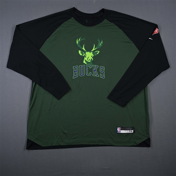 Serge Ibaka - Milwaukee Bucks - Game-Issued City Edition Long-Sleeved Shooting Shirt  - 2021-22 NBA Season