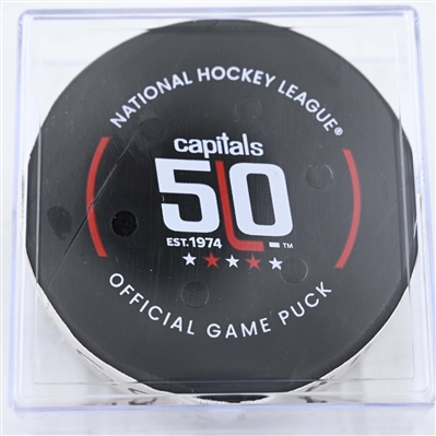 Aleksander Barkov - Florida Panthers - Goal Puck - February 4, 2025 vs. Washington Capitals (Capitals' 50th Anniversary Logo)
