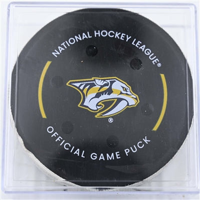 Justin Barron - Nashville Predators - Goal Puck - January 21, 2025 vs. San Jose Sharks (Predators Logo)