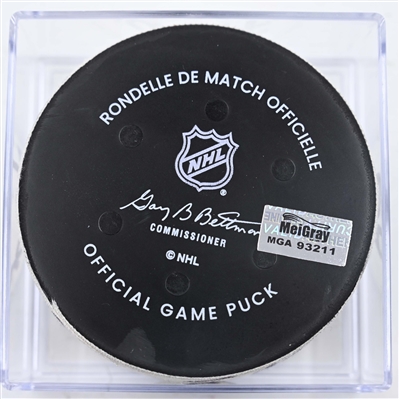 Nathan Bastian - New Jersey Devils - Goal Puck - January 29, 2025 vs. Philadelphia Flyers (Devils Logo)