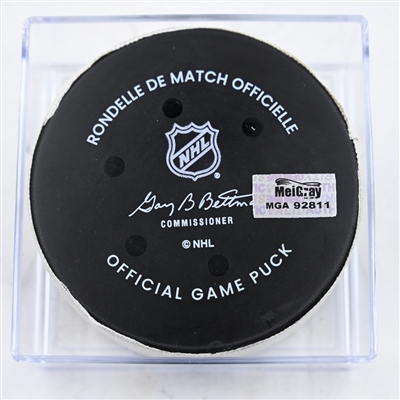 Sam Bennett - Florida Panthers - Goal Puck - February 25, 2025 vs. Nashville Predators (Predators Logo)