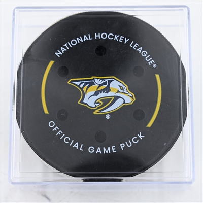Sam Bennett - Florida Panthers - Goal Puck - February 25, 2025 vs. Nashville Predators (Predators Logo)