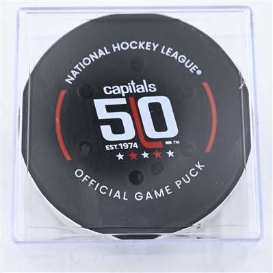 Sam Bennett - Florida Panthers - Goal Puck - February 4, 2025 vs. Washington Capitals (Capitals' 50th Anniversary Logo)