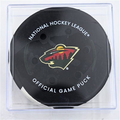 Matt Boldy - Minnesota Wild - Goal Puck - February 8, 2025 vs. New York Islanders (Wild Logo)