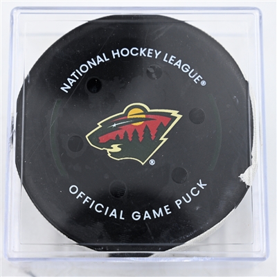 Matt Boldy - Minnesota Wild - Goal Puck - February 8, 2025 vs. New York Islanders (Wild Logo)
