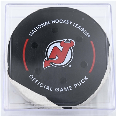 Bobby Brink - Philadelphia Flyers - Goal Puck - January 18, 2025 vs. New Jersey Devils (Devils Logo)