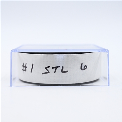 Philip Broberg - St. Louis Blues - Goal Puck - February 27, 2025 vs. Washington Capitals (Capitals' 50th Anniversary Logo)