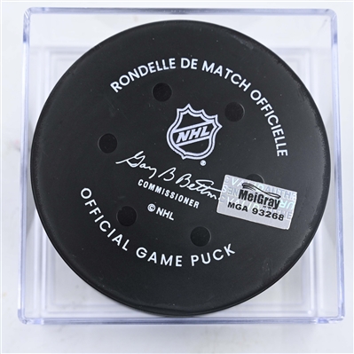 Quinton Byfield - Los Angeles Kings - Goal Puck - January 25, 2025 vs. Columbus Blue Jackets (Blue Jackets Logo)
