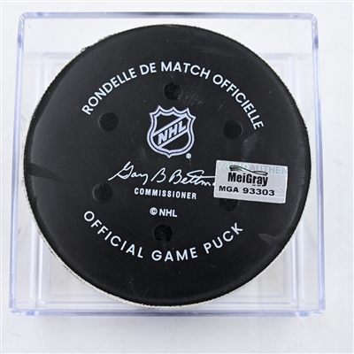 Bowen Byram - Buffalo Sabres - Goal Puck - February 8, 2025 vs. Nashville Predators (Predators Logo)