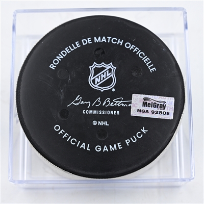Seamus Casey - New Jersey Devils - Goal Puck - February 23, 2025 vs. Nashville Predators (Predators Logo)