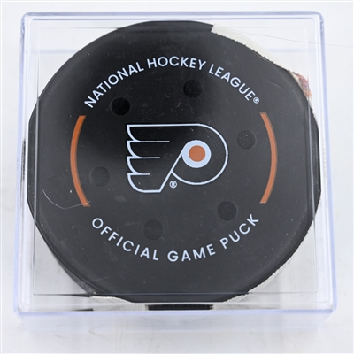 Noah Cates - Philadelphia Flyers - Goal Puck - February 25, 2025 vs. Pittsburgh Penguins (Flyers Logo)