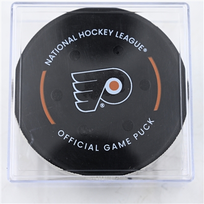 Noah Cates - Philadelphia Flyers - Goal Puck - March 4, 2025 vs. Calgary Flames (Flyers Logo)