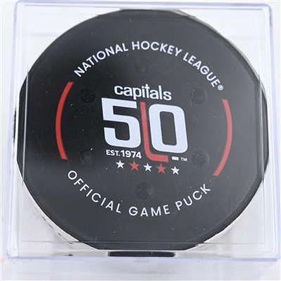 Jakob Chychrun - Washington Capitals - Goal Puck - January 18, 2025 vs. Pittsburgh Penguins (Capitals' 50th Anniversary Logo)
