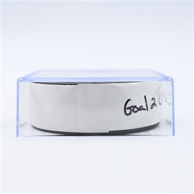 Matt Coronato - Calgary Flames - Goal Puck - February 25, 2025 vs. Washington Capitals (Capitals' 50th Anniversary Logo)