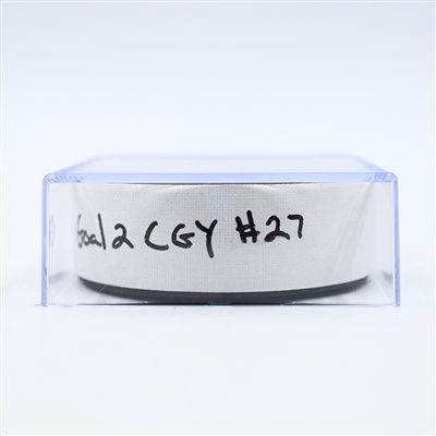 Matt Coronato - Calgary Flames - Goal Puck - February 25, 2025 vs. Washington Capitals (Capitals' 50th Anniversary Logo)