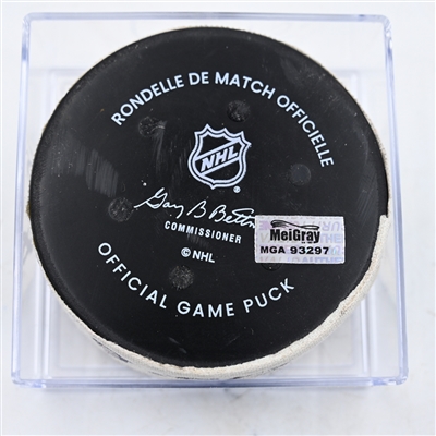 Matt Coronato - Calgary Flames - Goal Puck - March 4, 2025 vs. Philadelphia Flyers (Flyers Logo)