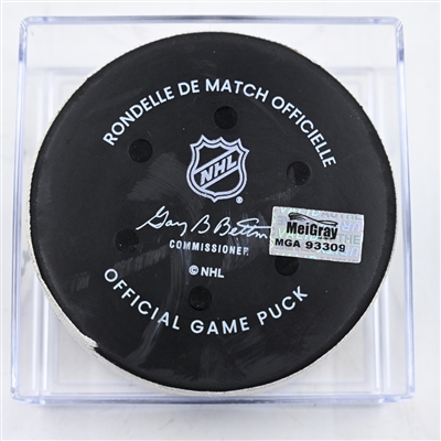 Dylan Cozens - Buffalo Sabres - Goal Puck - February 8, 2025 vs. Nashville Predators (Predators Logo)