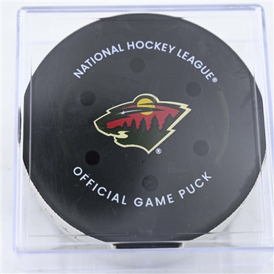 Lawson Crouse - Utah Hockey Club - Goal Puck - January 23, 2025 vs. Minnesota Wild (Wild Logo)