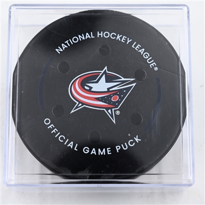Will Cuylle - New York Rangers - Goal Puck - February 8, 2025 vs. Columbus Blue Jackets (Blue Jackets Logo)